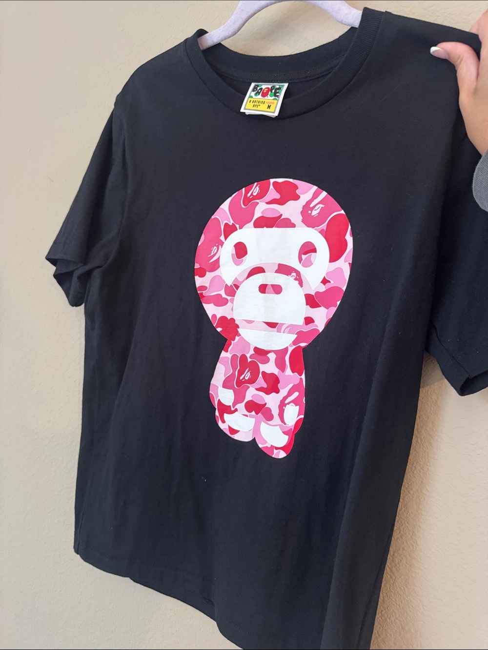 Bape Men’s Graphic Tee Set - Black & Gray with Pink Camo Accent - Picture 8 of 9